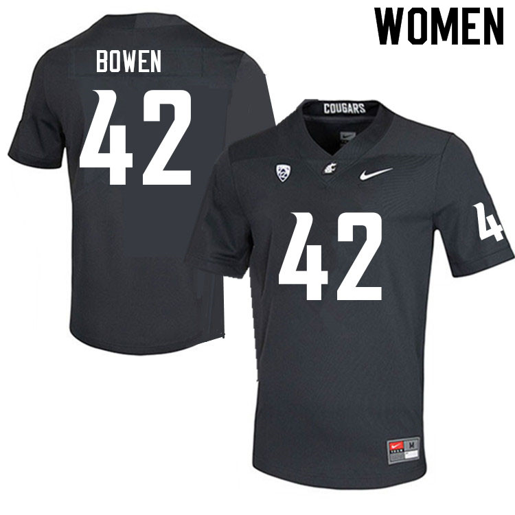 Women #42 Jake Bowen Washington State Cougars College Football Jerseys Sale-Charcoal - Click Image to Close